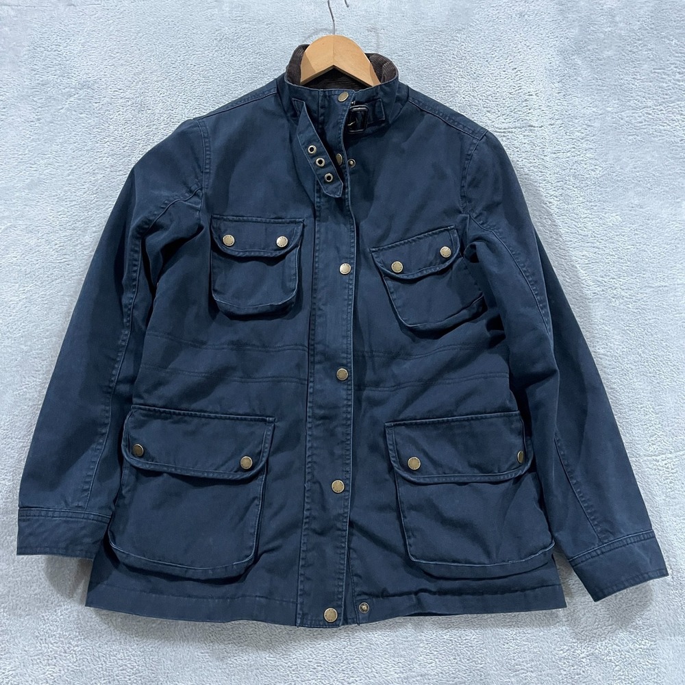 Orvis‎ Barn Jacket Chore Coat Small Blue Brown Corduroy Collar Flannel Lined